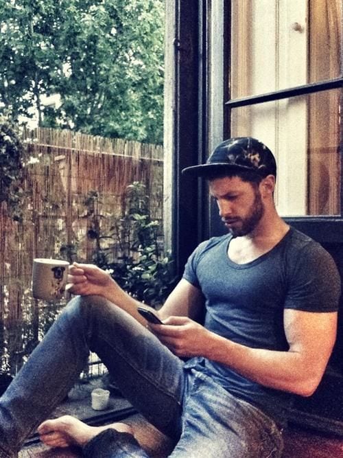 Hot latin guy texting