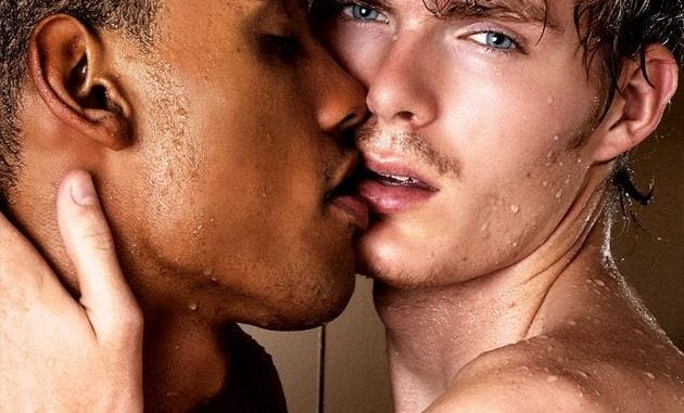 gay kiss black white guys