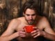 hot guy drinking coffee, tea, cider