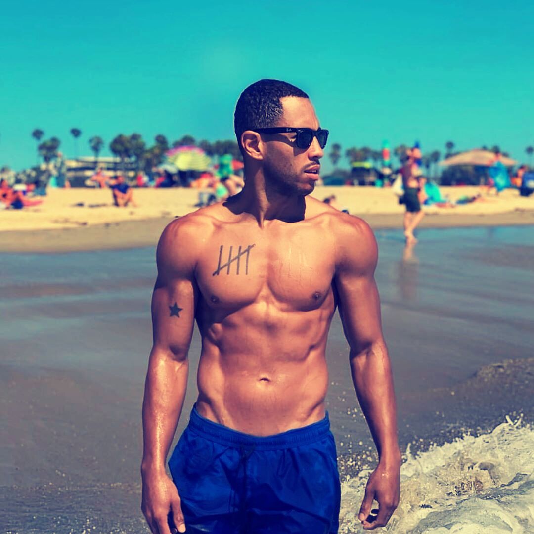 hot african american man beach 