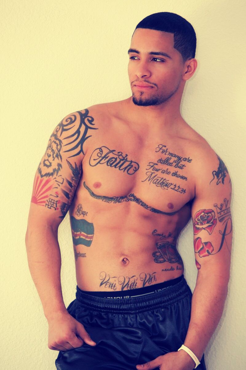 tattoos black young athletic man